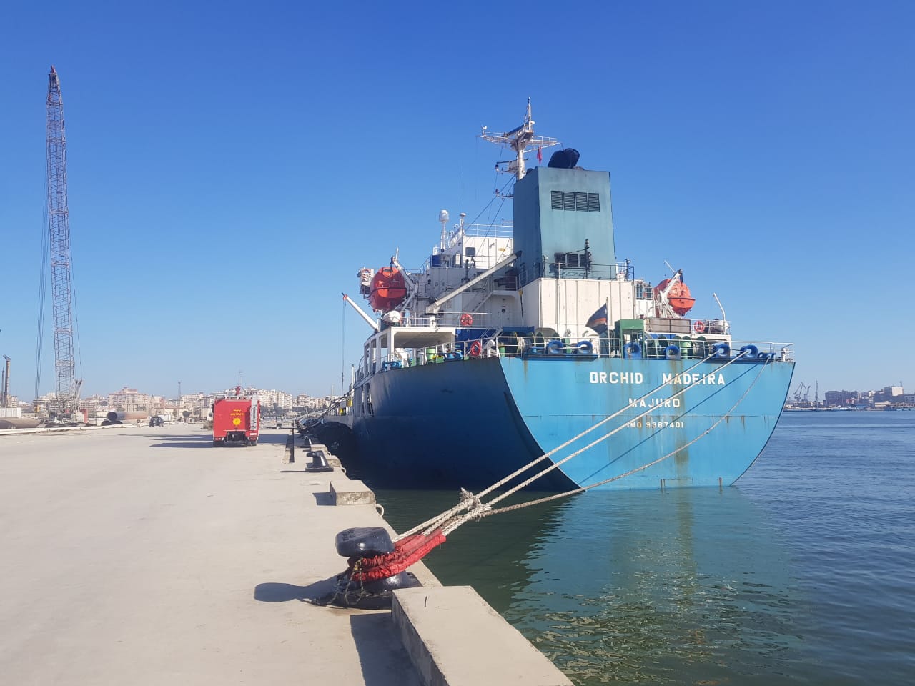 استقبل ميناء غرب بورسعيد السفينة Orchid Madeira بأطنان من مادة الإيثيلين